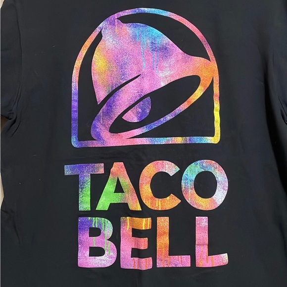 Y2K Taco Bell Spray Paint Neon Logo Graphic Black Short Sleeve T-Shirt Adult M - Picture 4 of 6